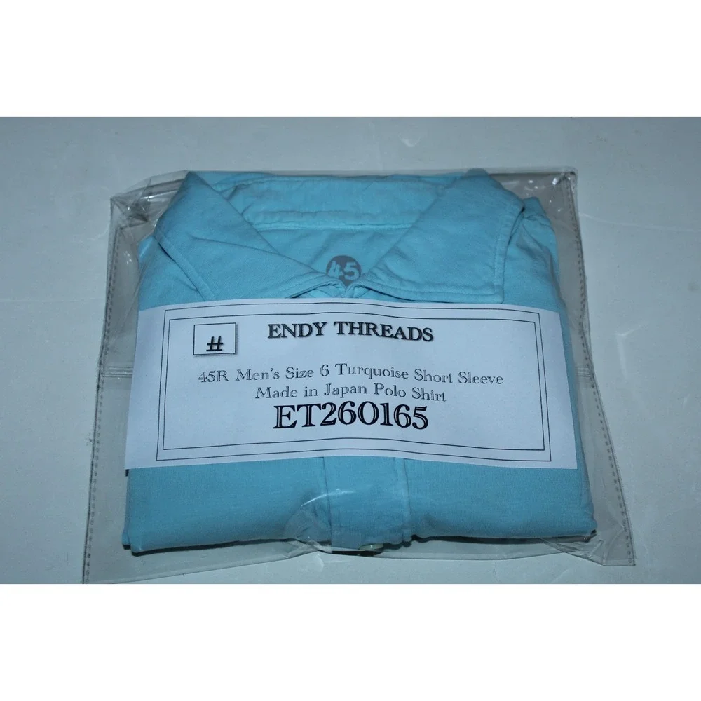 45R Men's Size 6 Turquoise Short Sleeve Made in Japan Polo Shirt - Picture 9 of 9